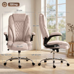 Fauteuil de bureau, chaise bureau ergonomique, hauteur réglable, accoudoirs relevables, 70 x 70 x 114-122 cm, rose