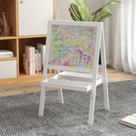 Tableau chevalet enfant 2 en 1 face ardoise magnétique et face tableau noir à craie blanc