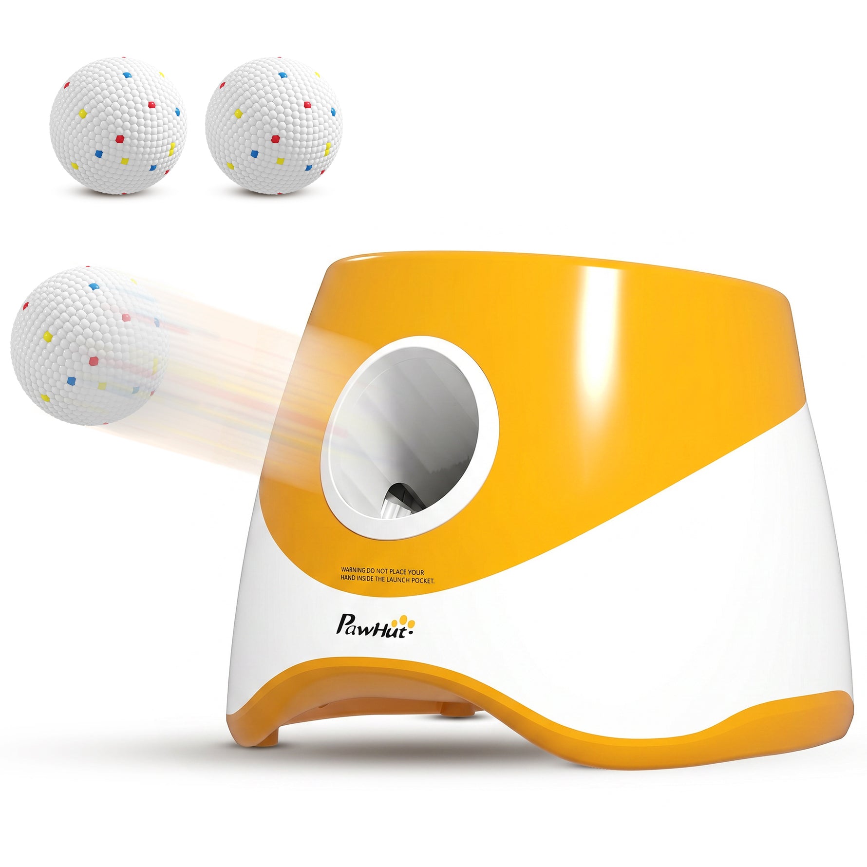 Lanceur de Balles Automatique avec 3 Balles en ETPU, 3 Réglages de Distance 6m/10m/14m, Intérieur et Extérieur, Orange