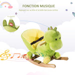 Jouet à Bascule Dinosaure Ceinture de sécurité Effet sonore 32 chansons pour enfants de 18+ Mois Bois Peluche Verte