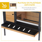 Cage à lapins en bois sur pieds, clapier pour rongeurs, cochons d'inde avec toit ouvrable - dim. 91,5L x 45l x 70H cm