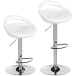 Lot de 2 tabourets de bar chaises de bar hauteur réglable dossier et repose-pieds pivotant à 360° 46x41x76-96cm blanc