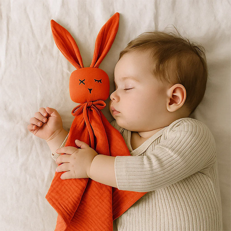 doudou gaze coton bio lapin fille brique france