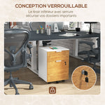 Caisson de bureau, meuble de rangement 2 tiroirs 2 barres pour dossier suspendu, verrouillable avec 2 clés 42x40x60 cm
