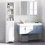 Mueble columna para baño, 3 nichos, armario con puerta de persiana, 3 estantes, MDF, paneles de partículas, blanco