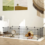 Cage parc enclos pour animaux domestiques bords arrondis fil en acier 140 x 70 x 35 cm noir