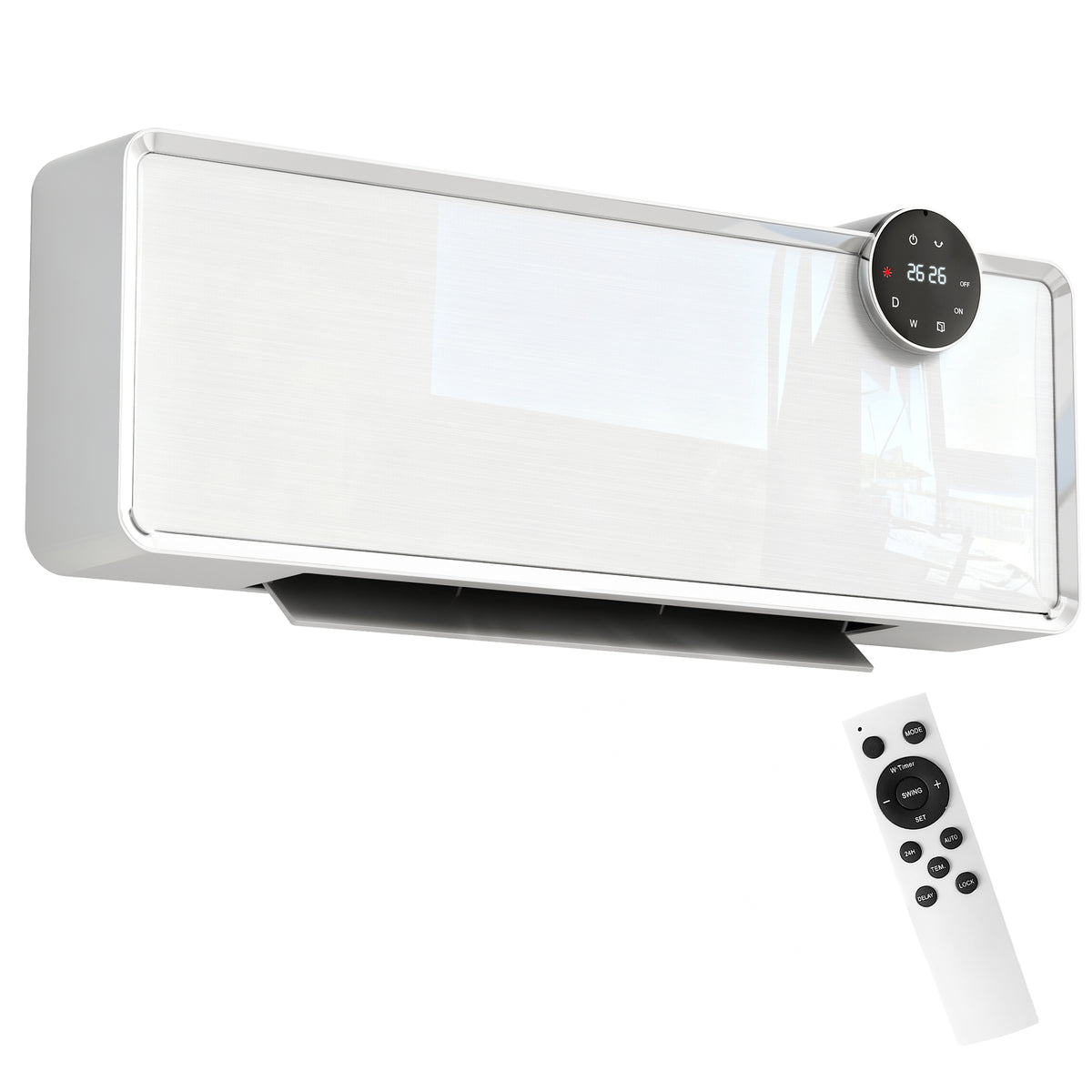 Chauffage mural en céramique 1000/2000W, radiateur électrique, ventilateur, thermostat, minuterie, 54x18,7x12,3cm, blanc