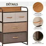 Meuble de Rangement chiffonnier 4 tiroirs en Tissu 58 x 29 x 78,5 cm multicolore