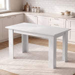 Eettafel voor 4 personen met hefblad en verborgen opbergruimte, 120 x 60 x 75,5 cm, wit