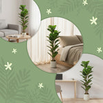 Plante artificielle intérieure 120 cm Figuier lyre arbre artificiel avec pot en plastique et tronc en bois massif, vert