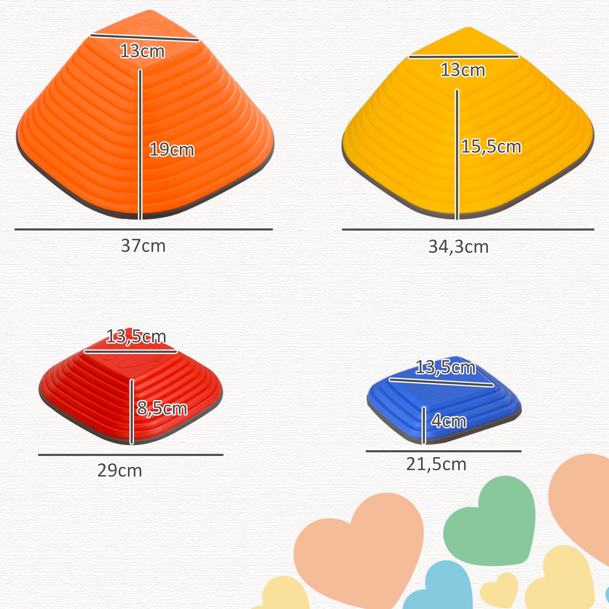 11 pièces pierres d'équilibre pour enfants parcours de motricité empilables et antidérapantes multicolore