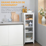 Armadietto da appoggio credenza cucina mobiletto multiuso per bagno salvaspazio stile classico con 2 ripiani regolabili - Altezza 120 cm in legno bianco