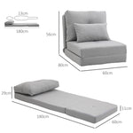 Chauffeuse canapé-lit convertible fauteuil 1 place avec 1 coussin avec dossier réglable, gris clair