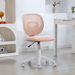 Chaise de Bureau Ergonomique sans Accoudoirs, Fauteuil de Bureau en Maille, Hauteur Réglable, Rose