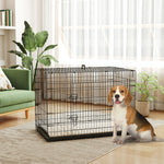 Cage caisse de transport pliante pour chien poignée, plateau amovible, coussin fourni 105 x 70 x 75 cm noir