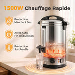 Distributeur d'Eau Chaude en Inox 8L 1500 W, 9 Niveaux de Température 30-110 °C, Maintien au Chaud, Robinet, Argenté