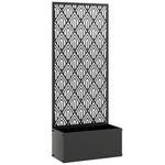 Jardinière avec treillis, bac à fleurs, avec brise-vue, pour plantes grimpantes, métal, 45 x 21,5 x 110 cm, noir