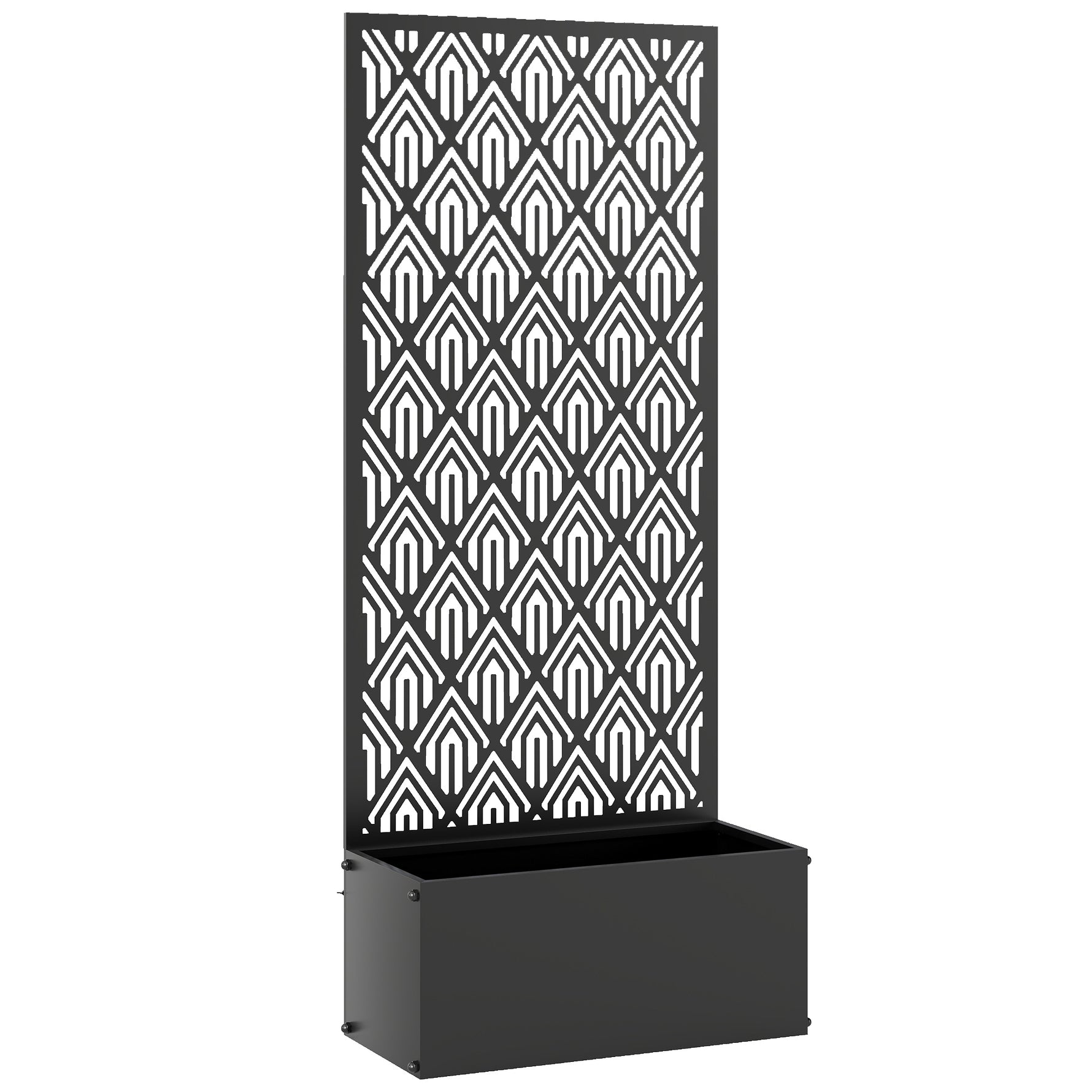 Jardinière avec treillis, bac à fleurs, avec brise-vue, pour plantes grimpantes, métal, 45 x 21,5 x 110 cm, noir