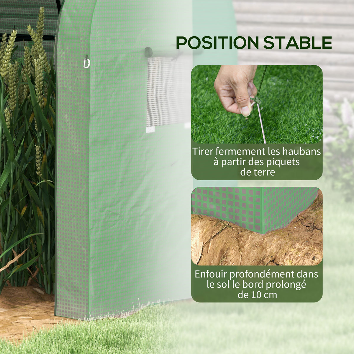 Serre de jardin 1,8 m² dim. 1,85L x 0,9l x 1,5H m 2 Portes zippées déroulantes 4 fenêtres enroulables Acier PE Vert