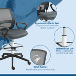 Fauteuil de bureau chaise de bureau assise haute réglable tabouret de bureau pivotant 360° maille respirante