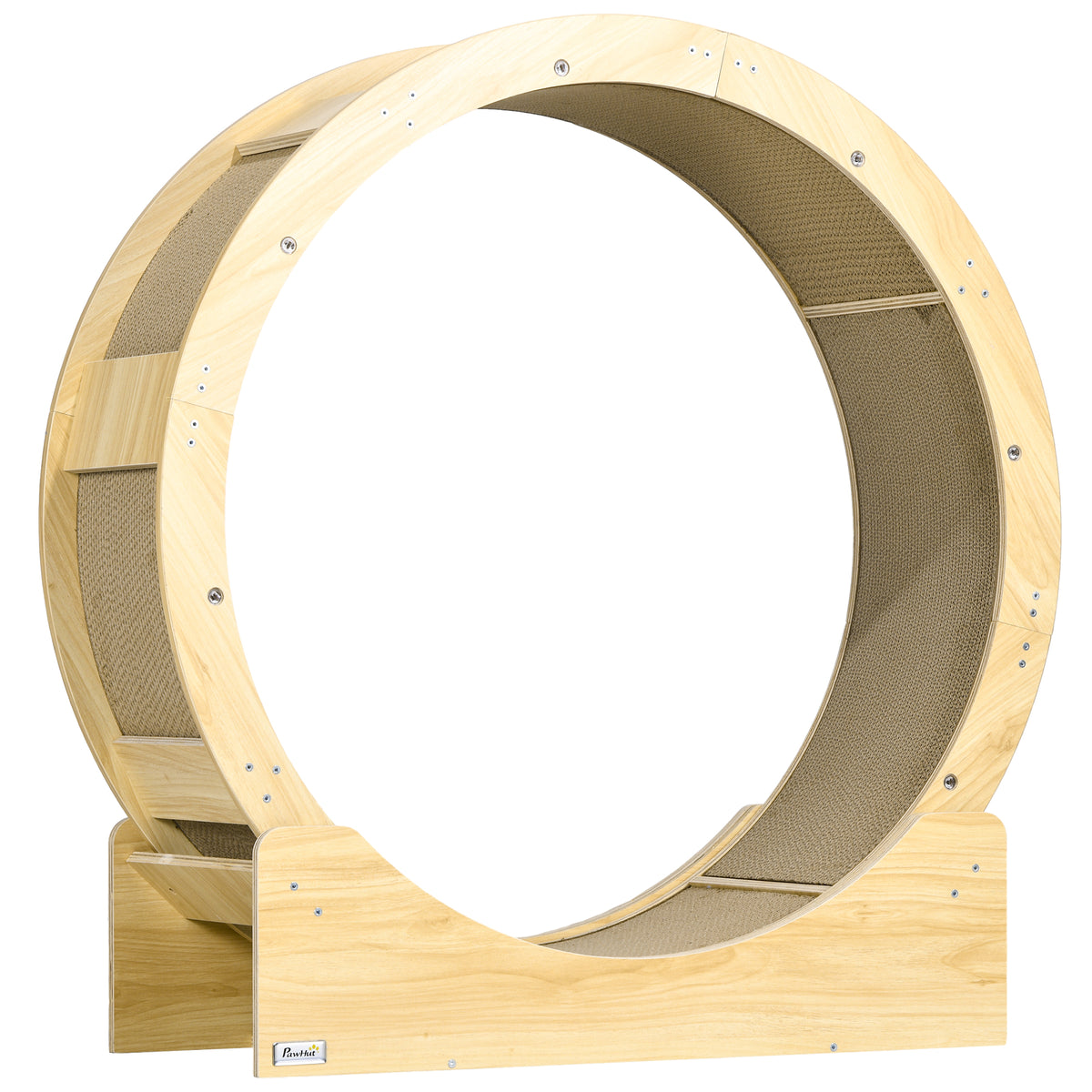 Ruota da corsa per gatti da interno tapis roulant con freno tiragraffi diametro 91 cm naturale