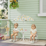 Ensemble salon de jardin extérieur enfant 4 pièces, motif éléphant et girafe, parasol réglable Ø 100 cm, chaise pliable
