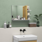 Miroir mural de salle de bain avec 3 étagères latérales 1 étagère inférieure en bambou 45 x 15 x 58,5 cm blanc
