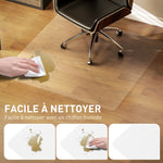 Tapis de chaise de bureau rectangulaire, antidérapants en plastique transparent 120x120cm