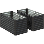 Lot de 2 lits de jardin surélevés carrés potagers cadre en acier galvanisé fond ouvert 120 x 60 x 60 cm gris foncé