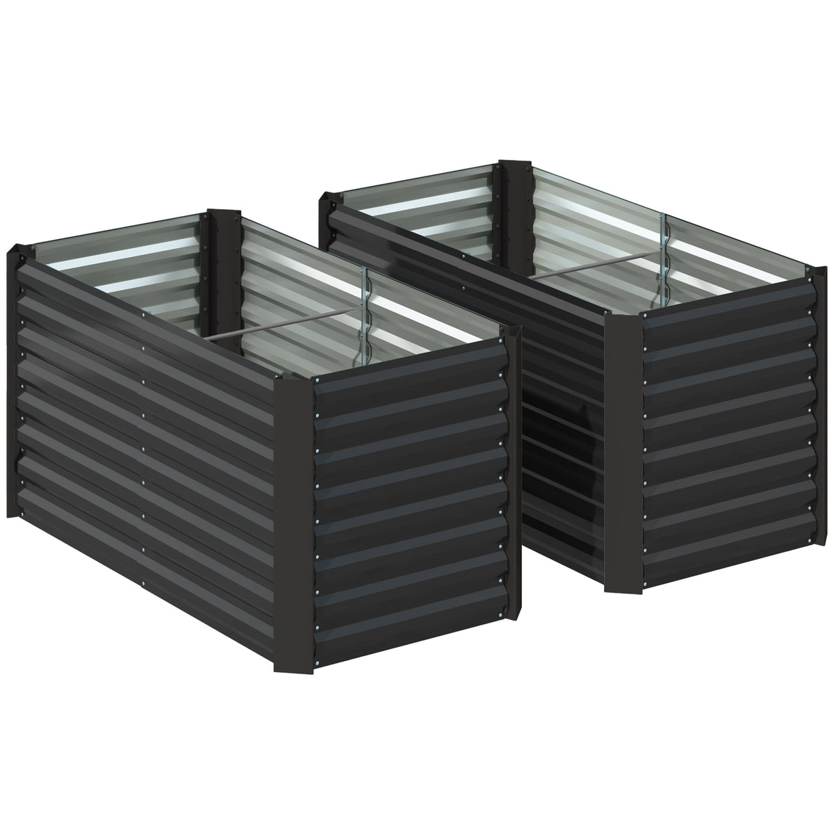 Lot de 2 lits de jardin surélevés carrés potagers cadre en acier galvanisé fond ouvert 120 x 60 x 60 cm gris foncé