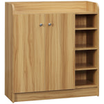 Meuble de rangement à chaussures pour entrée avec 4 compartiments ouverts et placard double porte - étagère réglable