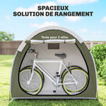 Tente à Vélo Abri de Vélo Portable pour 2 Vélos Imperméable avec poche sac transport Tissu Oxford 200 x 80 x 170 cm vert