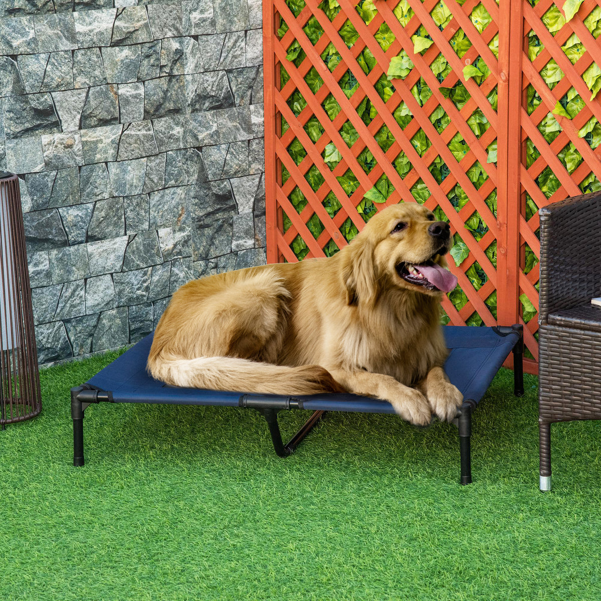 Cuccia rialzata XXL per cane gatto brandina per animali 92L x 76p x 18A cm blu navy