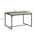 Table de salle à manger pour 6 personnes, style industriel en métal noir et bois, dim. 120L x 89l x 75,5H cm