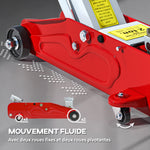 Cric hydraulique à profil bas en acier robuste, Charge maximale de 2000 kg, capacité de levage de 12 à 30 cm, rouge