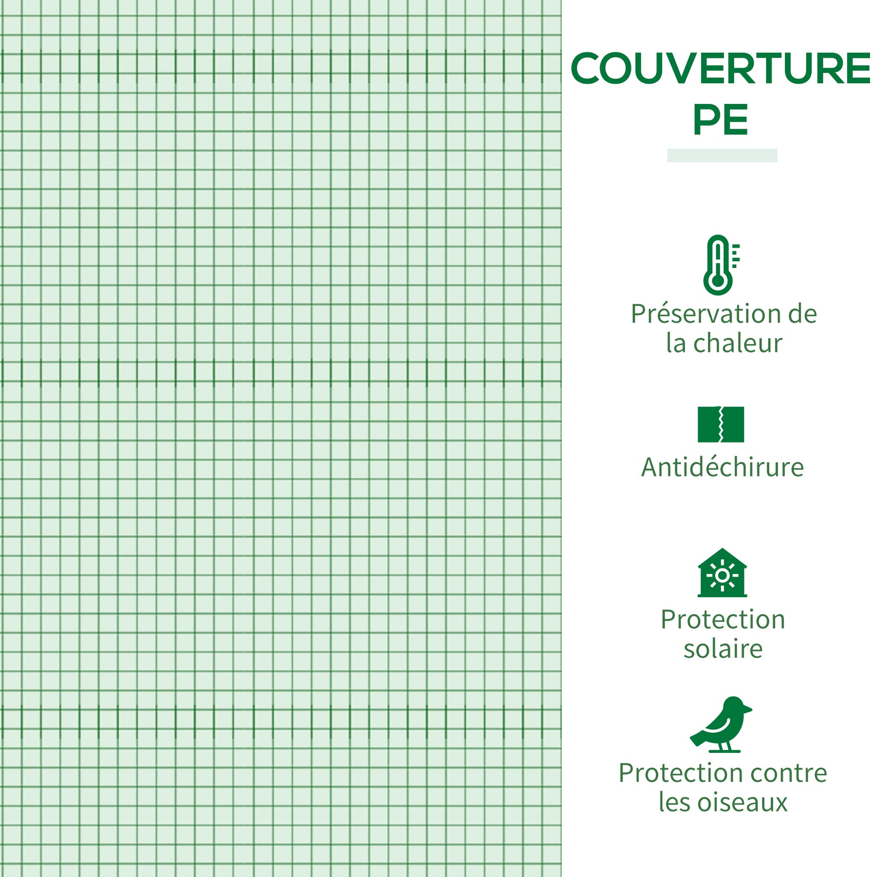 Serre de Jardin Anti-UV 2 fenêtres moustiquaires + Barres renforcement 200L x 77l x 169H cm Acier PE Vert
