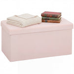 Banc de Rangement, Pouf de Rangement Pliable, Bout de Lit, Repose-Pieds avec Couvercle, 76L x 38l x 38H cm, Rose