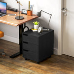 Caisson bureau mobile, meuble rangement bureau sur roulettes, 3 tiroirs, 40x50x57,5cm, noir