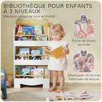 Bibliothèque pour enfant, rangement livre enfant 3 niveaux pour salle de jeux, chambre d'enfant, bois naturel
