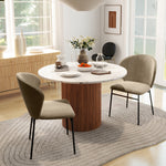 Set di 2 sedie da pranzo con seduta imbottita in tessuto effetto lino, gambe in acciaio stabili, design moderno, marrone chiaro
