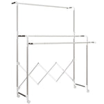 Séchoir à linge pliable étendoir linge intérieur à 3 barres réglables et 4 roulettes 104-150 x 103 x 145-197 cm argent