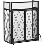 Grille de protection pour cheminée 120 x 79 cm - pare-feu pour cheminée ou poêle - pare-étincelles - barrière de sécurité - 3 volets pliables et porte - métal noir