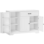 Buffet cuisine, meuble de rangement avec tiroir, 3 portes à fermeture douce, racks-porte et étagères réglables, blanc