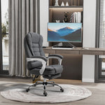 Fauteuil de bureau manager chaise pour ordinateur avec repose-pied dossier inclinable accoudoirs rembourrés en lin gris