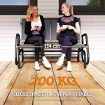 Banc à Bascule de Jardin 2 Places Design Contemporain Grand Confort accoudoirs Assise, Dossier Ergonomique Acier textilène Gris