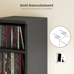 Lot de 2 étagères colonnes armoire de rangement CD-DVD 12 compartiments 21 x 22,5 x 88,5 cm capacité 204 CD noir