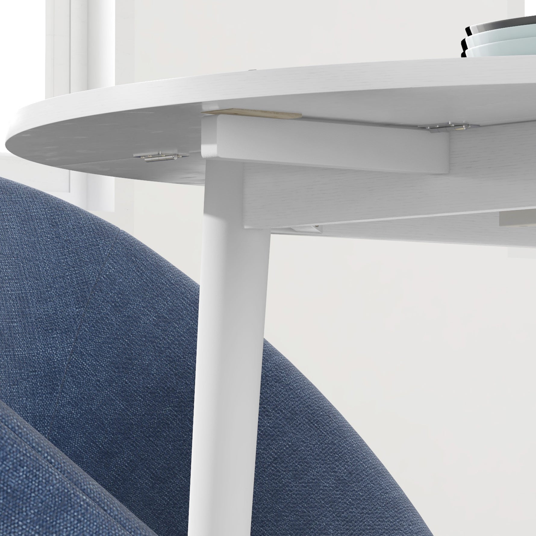Table de salle à manger pliante 2 abattants, table ronde extensible pour 4 personnes, pieds en bois Ø 89 x 73,5 cm, blanc