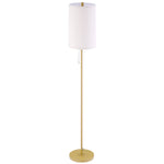 Lampadaire design 40 W max. piètement mât acier doré abat-jour lin crème dim. 25,5 x 25,5 x 157 cm doré et beige