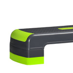Stepper aérobic fitness hauteur réglable 3 niveaux surface antidérapante 78 x 28 x 20 cm vert et gris