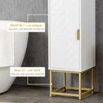 Meuble colonne rangement salle de bain avec niche et 2 placards étagère réglable pieds en acier